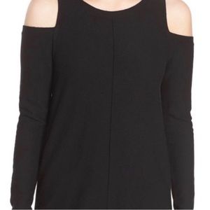 TROUVÉ BLACK COLD SHOULDER SWEATER  | SIZE SMALL